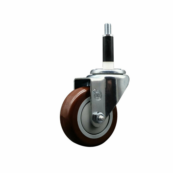 Service Caster 3.5'' SS Maroon Poly Wheel Swivel 7/8'' Expanding Stem Caster SCC-SSEX20S3514-PPUB-MRN-78